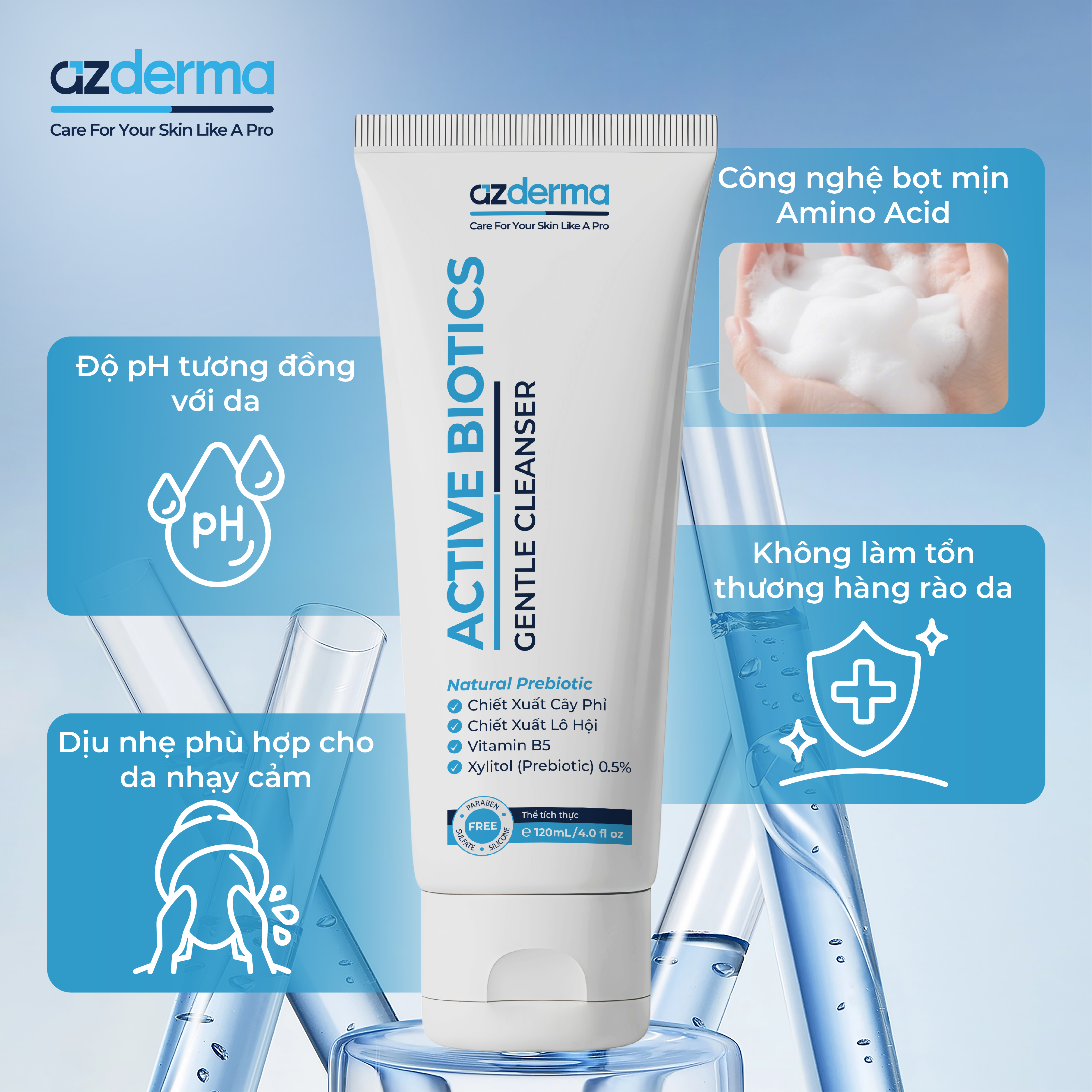 Sữa rửa mặt hỗ trợ cải thiện hàng rào bảo vệ da - Active Biotics Gentle Cleanser